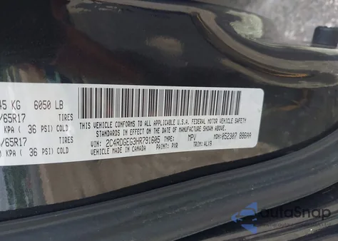 2017 Dodge Grand Caravan Gt from USA, damaged, VIN 2C4RDGEG3HR791605